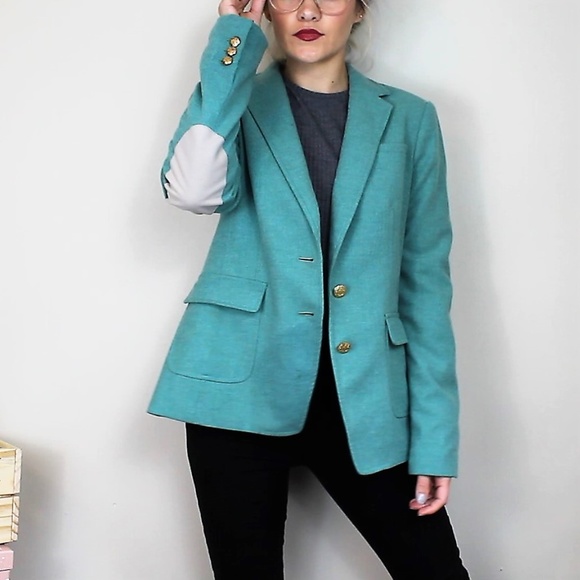 Banana Republic Jackets & Blazers - Banana Republic Wool Blend Elbow Patch Teal Blazer